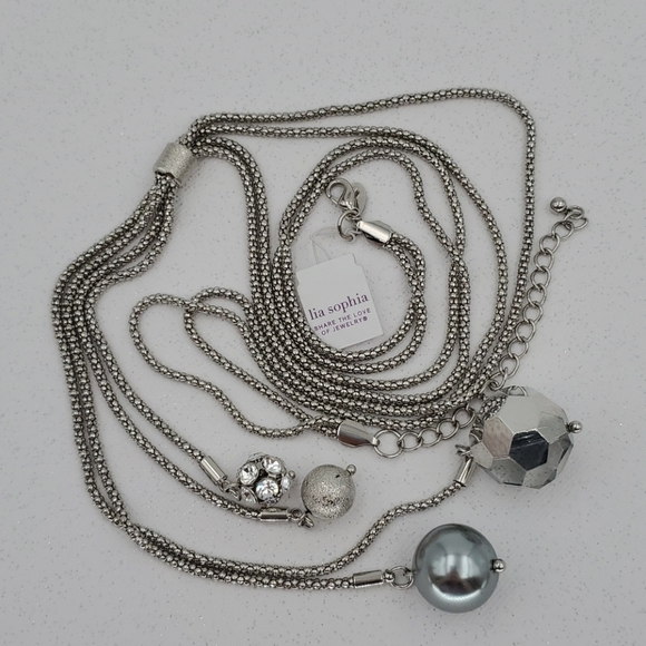 Lia Sophia Silver Tone Multi Strand Necklace - Picture 4 of 7